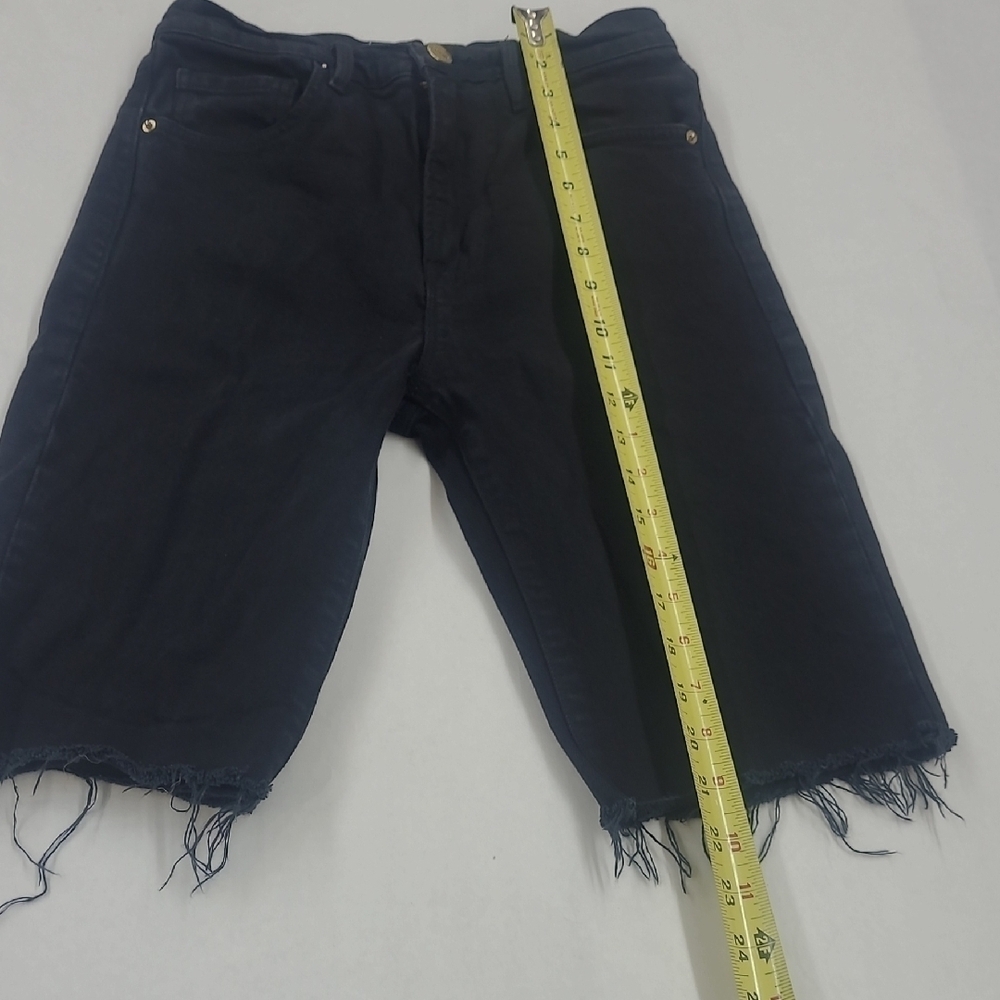 Frame Black Distressed Le Vintage Bermuda Denim Shorts Size 25 - Picture 2 of 8